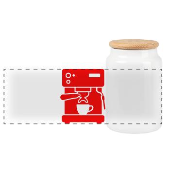 Icône de la cafetière porte-filtre - Boîte à biscuits avec couvercle en bois - blanc - Devant