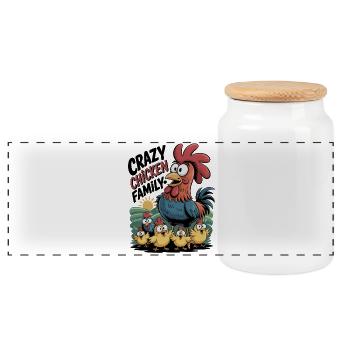 Famille Crazy Chicken - Boîte à biscuits avec couvercle en bois - blanc - Devant