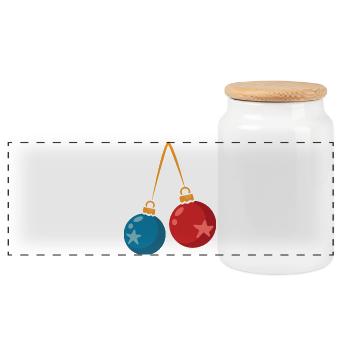 Conception de décoration de boules de Noël colorées - Boîte à biscuits avec couvercle en bois - blanc - Devant