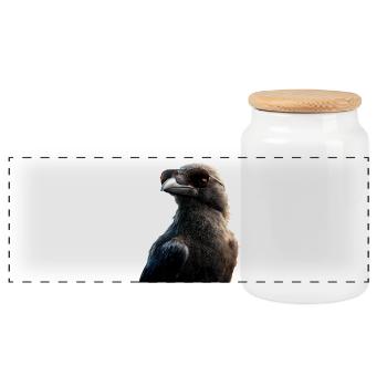 Corbeau, Corbeau, Oiseau, Corbeau Corbeau, Choucas, Corbeau noir - Boîte à biscuits avec couvercle en bois - blanc - Devant