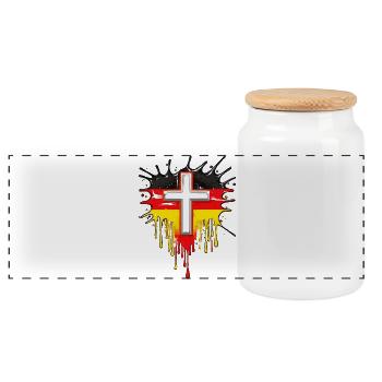 CHRISTLICHES KREUZ DEUTSCHE FLAGGE - Panorama Keksdose mit Holzdeckel - Weiß - Vorne