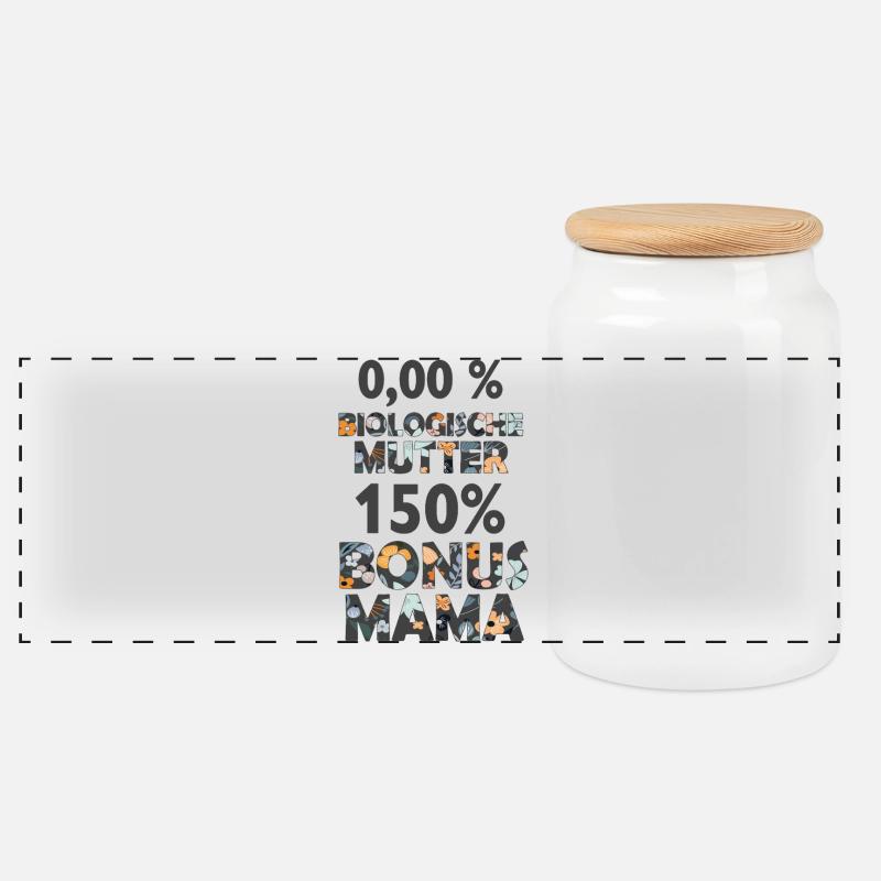 Bonus Mama Mutter Stiefmama Stiefmutter Geschenk - Panorama Keksdose mit Holzdeckel - Weiß