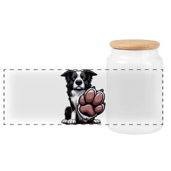 Border Collie Propriétaire Collie Amant de Collie - Boîte à biscuits avec couvercle en bois - blanc - Devant
