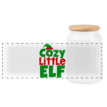 Cozy Little Elf - Elfe de Noël douillet - Boîte à biscuits avec couvercle en bois - blanc - Devant