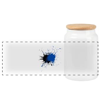 Kreativer blauer Farbspritzer Druck - Panorama Keksdose mit Holzdeckel - Weiß - Vorne