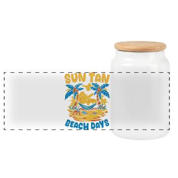 Été graphique fleur soleil plage vacances - Boîte à biscuits avec couvercle en bois - blanc - Devant