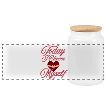 Choose to Love Yourself Today - Panoramic Cookie Jar with Wooden Lid - white - Front