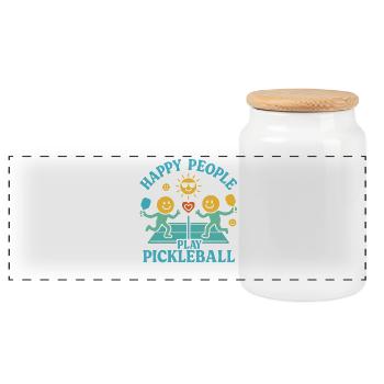 Des gens heureux qui jouent au pickleball - Boîte à biscuits avec couvercle en bois - blanc - Devant