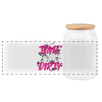 Time to get dirty Schlammlauf Mud Run Muddy Race - Panoramic Cookie Jar with Wooden Lid - white - Front