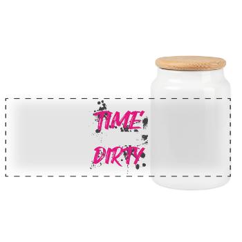 Time to get dirty Schlammlauf Mud Run Muddy Race - Panoramic Cookie Jar with Wooden Lid - white - Front