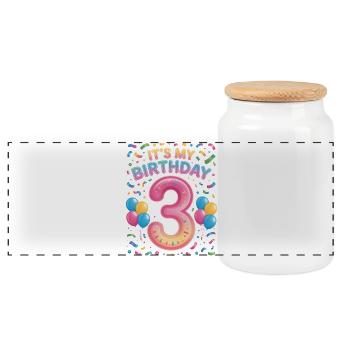 It's My Birthday Kids Birthday 3 Years Girl - Panoramic Cookie Jar with Wooden Lid - white - Front