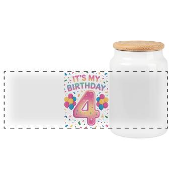 4 ans fille C’est mon anniversaire Enfants Anniversaire - Boîte à biscuits avec couvercle en bois - blanc - Devant