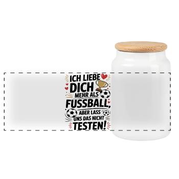 Ich Liebe Dich Mehr Als Fußball - Panorama Keksdose mit Holzdeckel - Weiß - Vorne