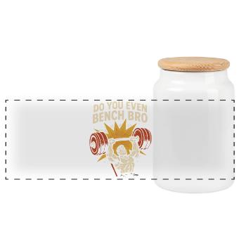 Bench Press Mememe Discover Me Bro Gym - Panoramic Cookie Jar with Wooden Lid - white - Front