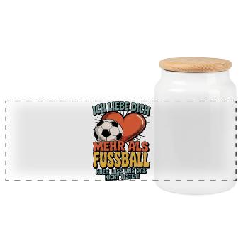 Ich Liebe Dich Mehr Als Fußball - Panorama Keksdose mit Holzdeckel - Weiß - Vorne