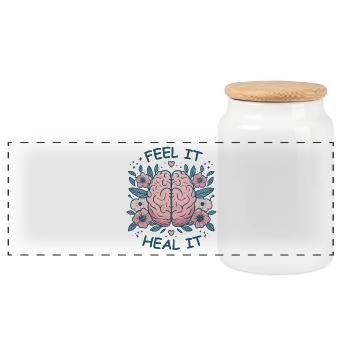 Mindset Motivation Heilung Achtsamkeit Entspannung - Panorama Keksdose mit Holzdeckel - Weiß - Vorne