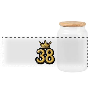 38 Number Krone - Panoramic Cookie Jar with Wooden Lid - white - Front