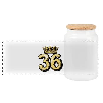 36 Number Crown - Panoramic Cookie Jar with Wooden Lid - white - Front