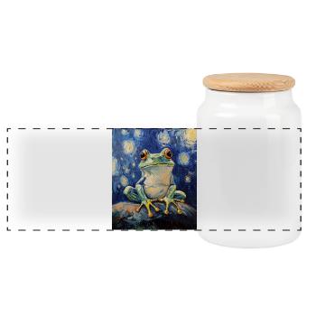 Frosch Frösche Van Gogh Style Starry Night - Panorama Keksdose mit Holzdeckel - Weiß - Vorne