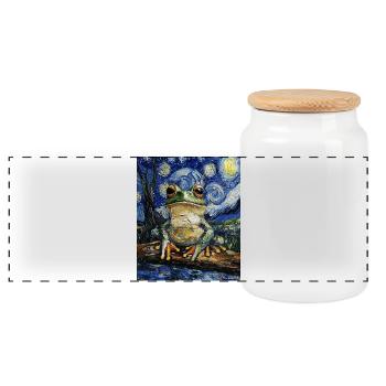 Frosch Frösche Van Gogh Style Starry Night - Panorama Keksdose mit Holzdeckel - Weiß - Vorne