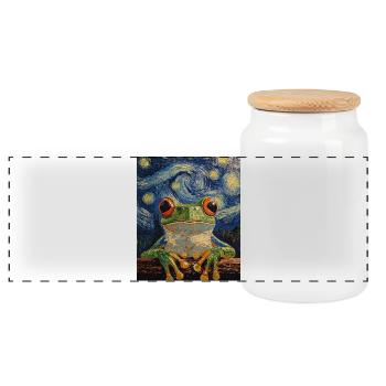 Frosch Frösche Van Gogh Style Starry Night - Panorama Keksdose mit Holzdeckel - Weiß - Vorne