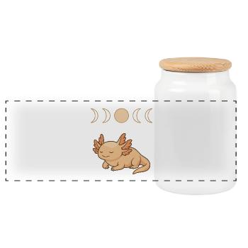 Design Axolotl – Phases de lune mystiques - Boîte à biscuits avec couvercle en bois - blanc - Devant