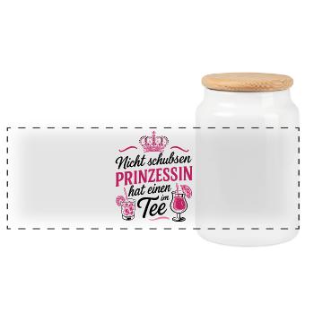 Nicht schubsen Prinzessin hat einen im Tee - JGA - Panorama Keksdose mit Holzdeckel - Weiß - Vorne