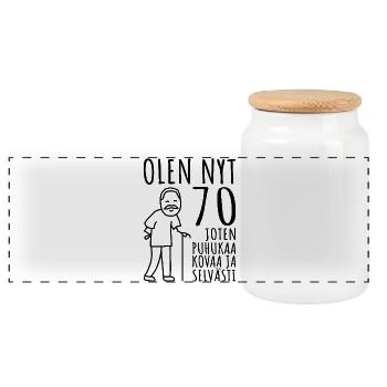 70 Geburtstag Mann 70er Jahre Ich bin 70 Jahre alt - Panorama Keksdose mit Holzdeckel - Weiß - Vorne