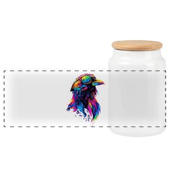 Corbeau, Corbeau, Oiseau, Corbeau Corbeau, Choucas, Corbeau noir - Boîte à biscuits avec couvercle en bois - blanc - Devant