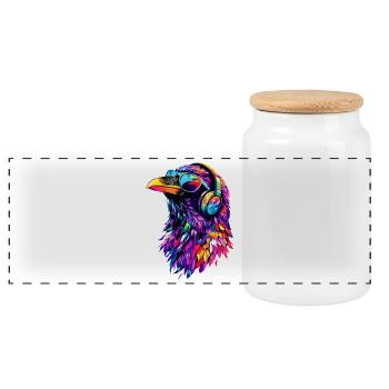 Corbeau, Corbeau, Oiseau, Corbeau Corbeau, Choucas, Corbeau noir - Boîte à biscuits avec couvercle en bois - blanc - Devant