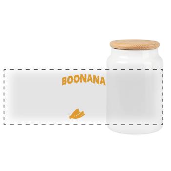 Boonana — Banana Ghost Costume Punny Halloween - Panoramic Cookie Jar with Wooden Lid - white - Front
