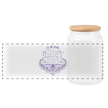 I'll Be Your Ghost Host — Spooky Host Einladung - Panorama Keksdose mit Holzdeckel - Weiß - Vorne
