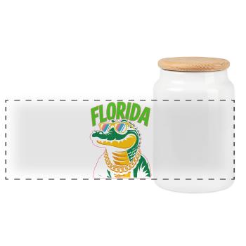 Florida Alligator - Panorama Keksdose mit Holzdeckel - Weiß - Vorne