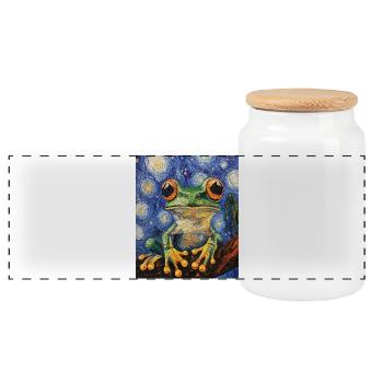 Frosch Frösche Van Gogh Style Starry Night - Panorama Keksdose mit Holzdeckel - Weiß - Vorne