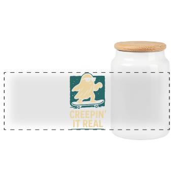 Creepin' It Real Funny Halloween Costume Design - Boîte à biscuits avec couvercle en bois - blanc - Devant