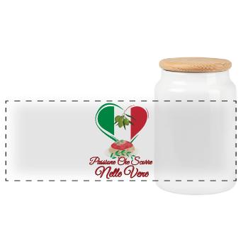 Cuore Italiano Pasta Passione - Panorama Keksdose mit Holzdeckel - Weiß - Vorne