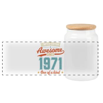 Awesome Since 1971 - Panoramic Cookie Jar with Wooden Lid - white - Front