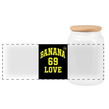 Banana 69 Love Logo - Panoramic Cookie Jar with Wooden Lid - white - Front