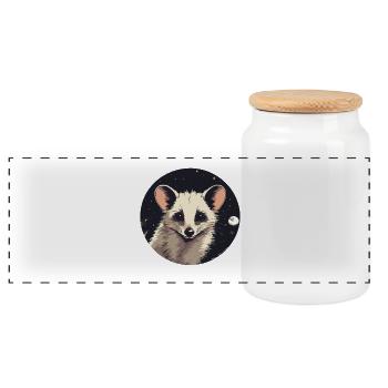 Oppossum im Sternenraum - Panorama Keksdose mit Holzdeckel - Weiß - Vorne
