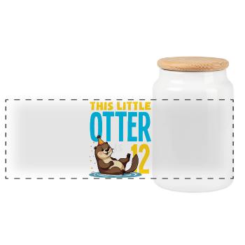 Dieser Otter ist 12 - süßes Geburtstagsmotiv - Panorama Keksdose mit Holzdeckel - Weiß - Vorne