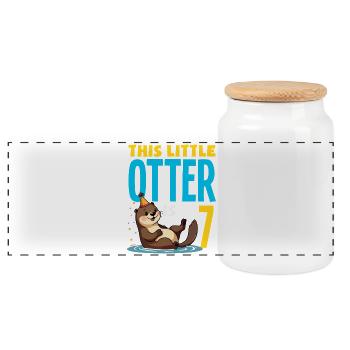 Dieser Otter ist 7 - süßes Geburtstagsmotiv - Panorama Keksdose mit Holzdeckel - Weiß - Vorne