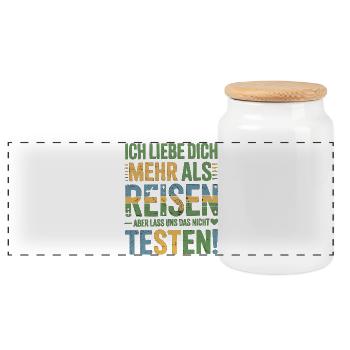 Ich Liebe Dich Mehr Als Reisen Humor - Panorama Keksdose mit Holzdeckel - Weiß - Vorne
