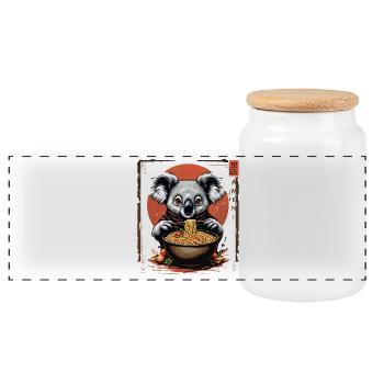 Koala Ramen Art Design - Boîte à biscuits avec couvercle en bois - blanc - Devant
