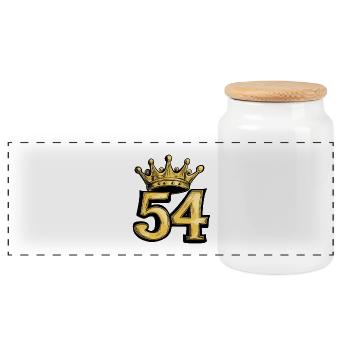54 Number Crown - Panoramic Cookie Jar with Wooden Lid - white - Front