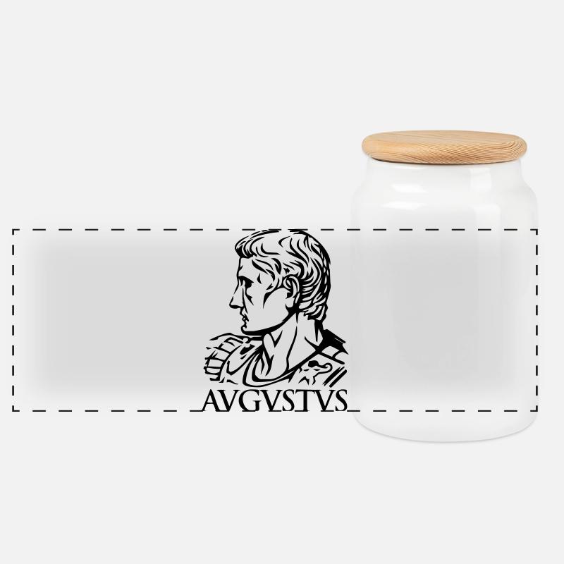 Auguste empereur romain « AVGVSTVS » Histoire Hommage - Boîte à biscuits avec couvercle en bois - blanc
