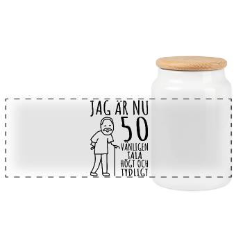 Cadeau 50ème anniversaire 50ème cadeau d’anniversaire pour homme de 50 ans - Boîte à biscuits avec couvercle en bois - blanc - Devant