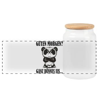 Guten Morgen Panda Ganz dünnes Eis - Panoramic Cookie Jar with Wooden Lid - white - Front