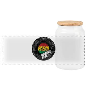 Reggae Vibes Logo Circle - Panoramic Cookie Jar with Wooden Lid - white - Front