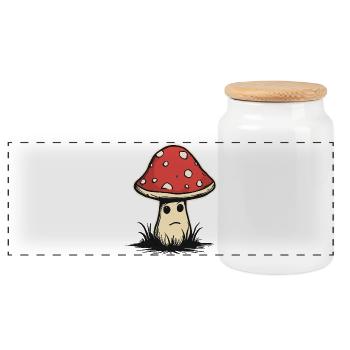 Sweet toadstool - Panoramic Cookie Jar with Wooden Lid - white - Front