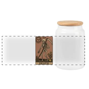 Mort Tarot Carte Squelette Halloween Costume - Boîte à biscuits avec couvercle en bois - blanc - Devant